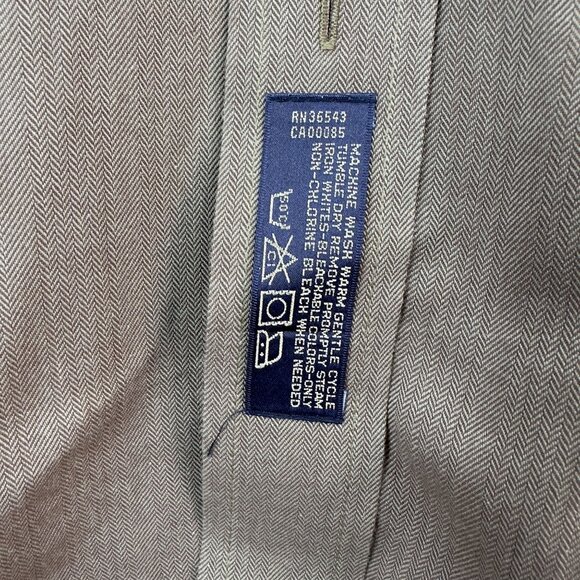 G.H. Bass & Co. Shirt Men 16.5 32/33  Brown Herringbone Long Sleeve Button-Up - Picture 9 of 12